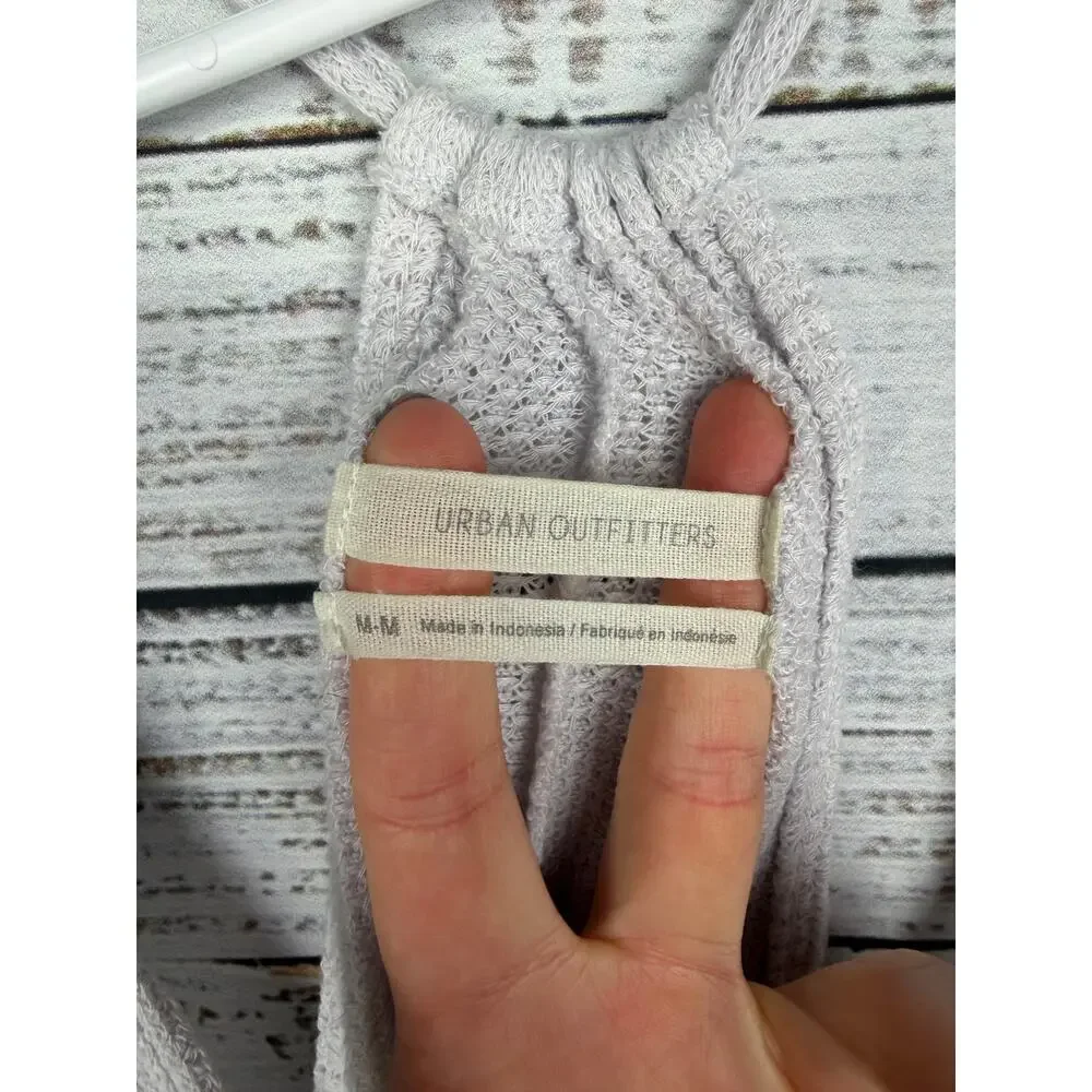 Urban Outfitters Lola Thermal Waffle Knit Tank Babydoll Medium Gray Coastal Boho - Picture 3 of 6